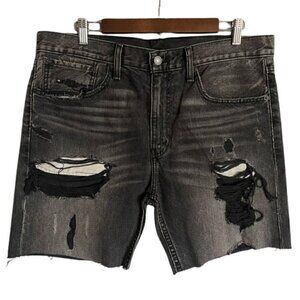 NWOT Levi's 508 Distressed Black Denim Skater Shorts Size 34